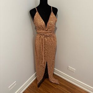 ASOS Size 8 Maxi sequin dress in dusty role color